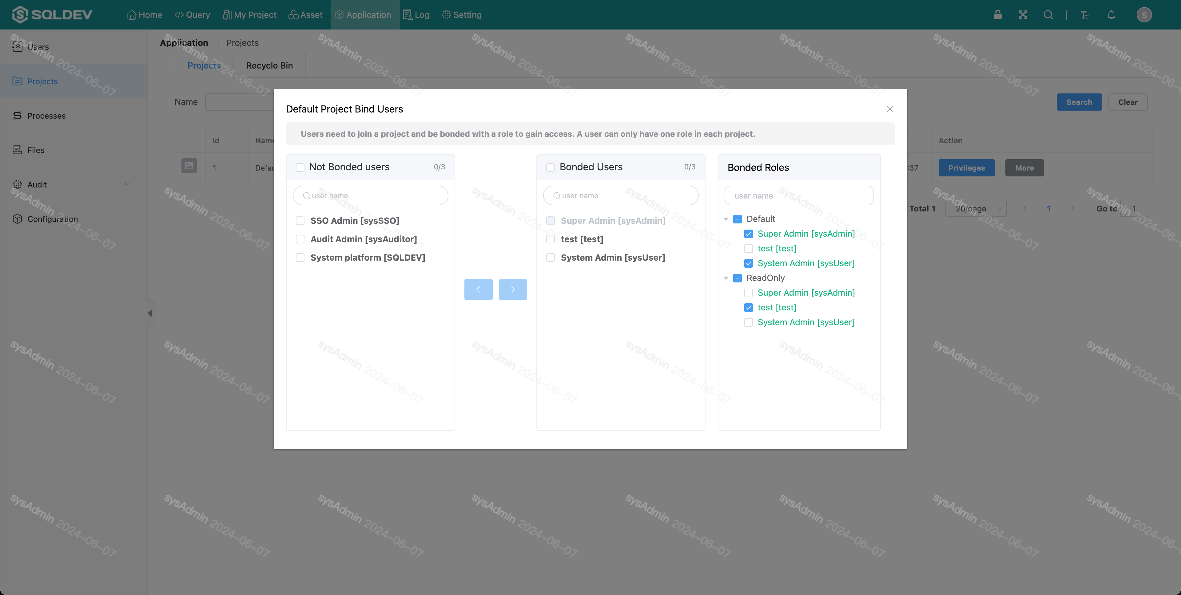 System - Project User Management