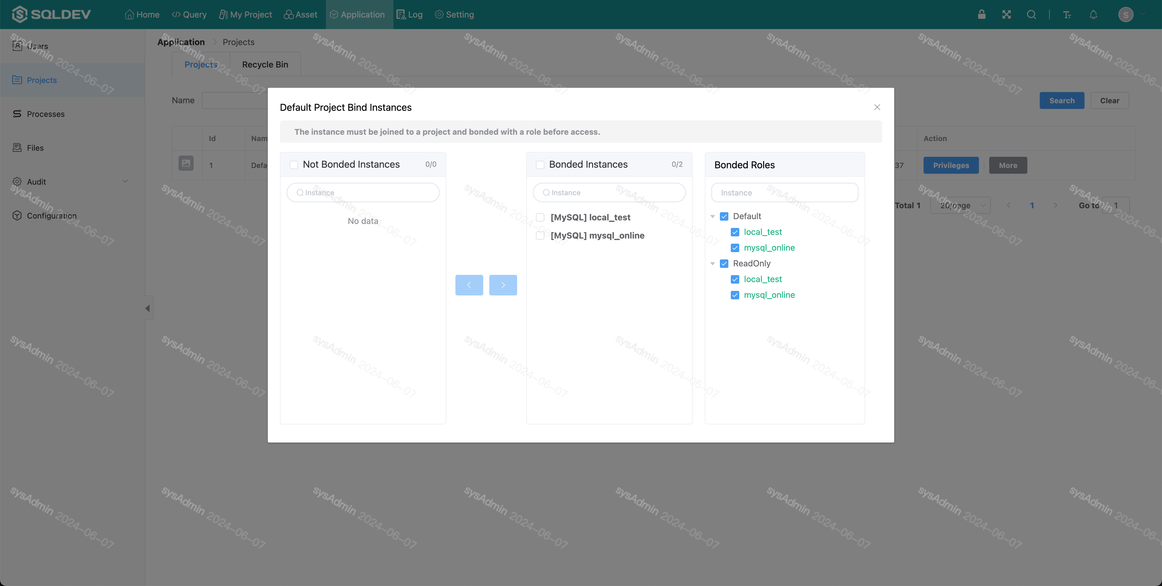 System - Project Instance Management